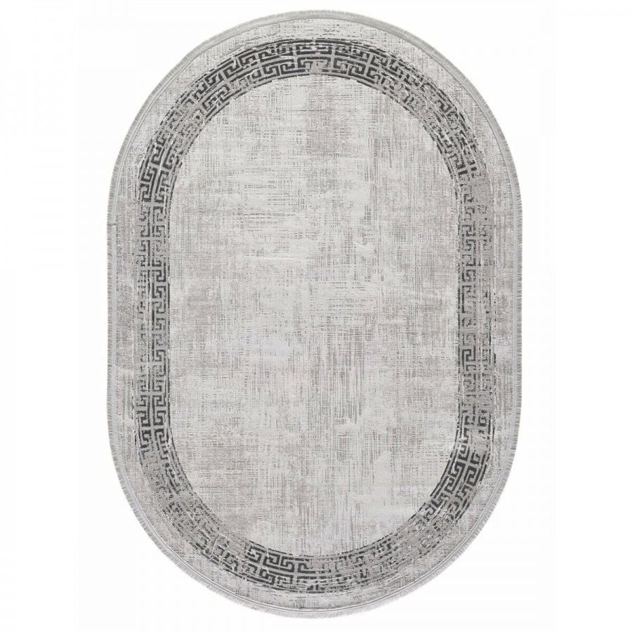 Gümüşsuyu Halı Black & Brown 11298 - Gri Oval
