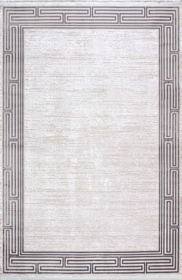 Artemis Halı Alegra 3020E Gri Kemik Viskon Çerçeveli Yumuşak Dokulu Modern Şık Halı