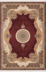 Artemis Halı Silk 5211B Krem Bordo Viskon Çerçeveli Klasik Oturma Odası ve Salon Halısı