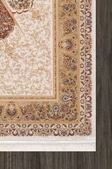 Artemis Halı Silk 5213A Krem Bej Viskon Çerçeveli Klasik Oturma Odası ve Salon Halısı