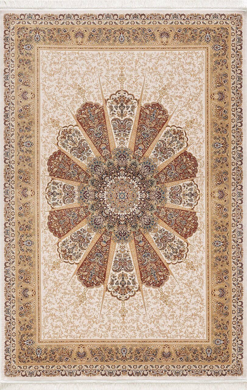 Artemis Halı Silk 5213A Krem Bej Viskon Akrilik Çerçeveli Klasik Halı