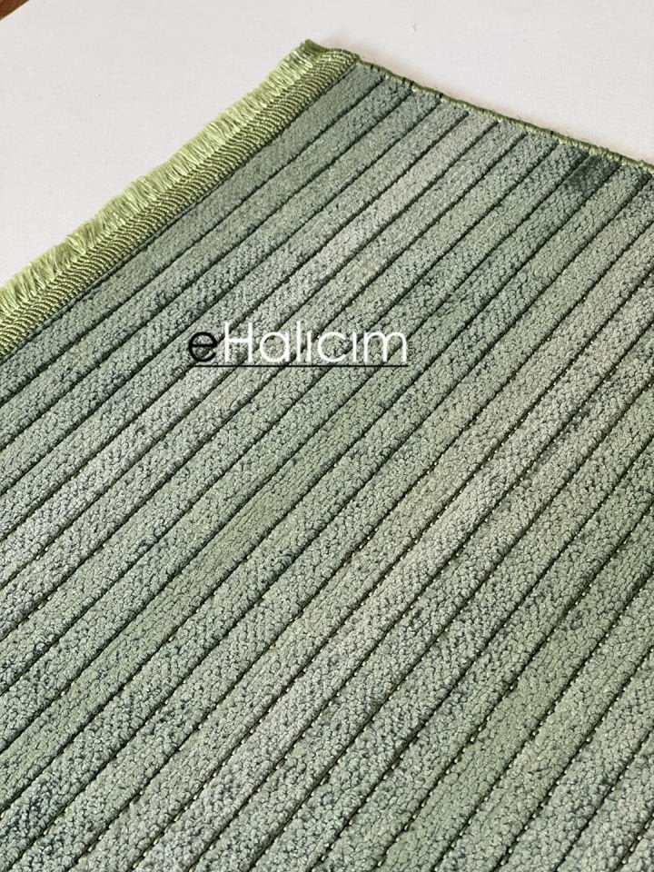 Luxess Halı Cool 404 Yeşil Pamuk Şönil Polyester Modern Yumuşak Dokulu Kilim