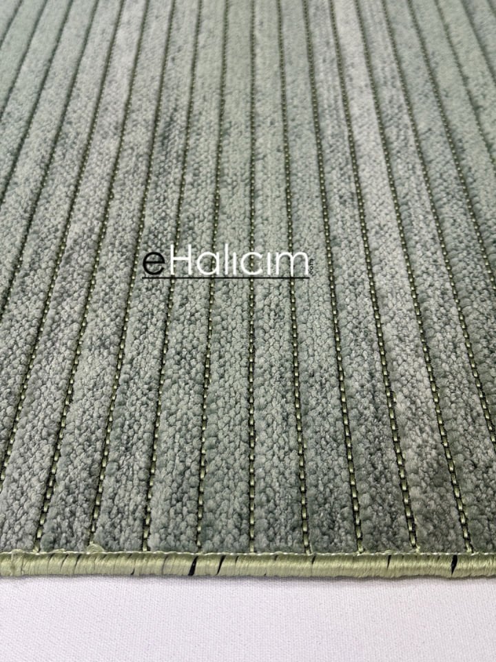 Luxess Halı Cool 404 Yeşil Pamuk Şönil Polyester Modern Yumuşak Dokulu Kilim