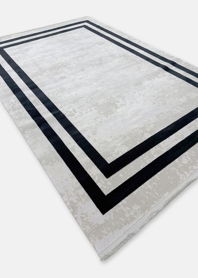 Pierre Cardin Halı Monet MT20B Siyah Gri Modern Desenli Şık Makine Dokuması Halı
