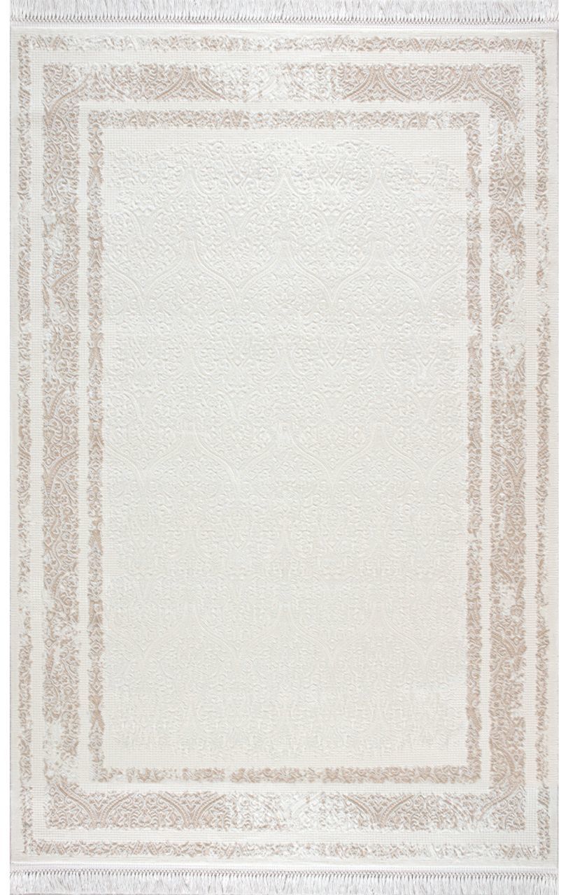 Artemis Halı Vanessa 3083A Bej Krem Akrilik Polyester Çerçeveli Modern Halı