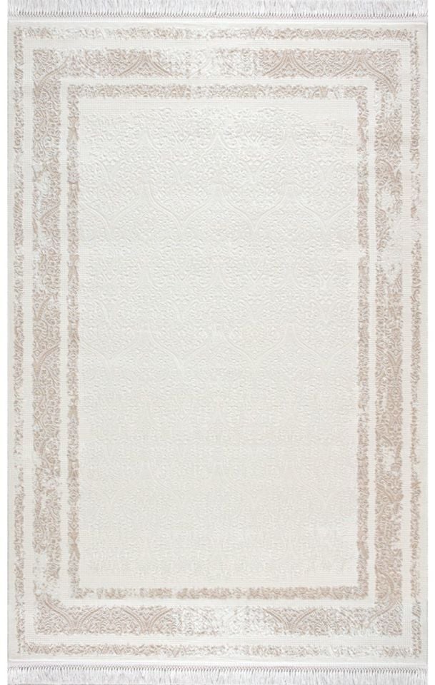 Artemis Halı Vanessa 3083A Bej Krem Akrilik Polyester Çerçeveli Modern Halı