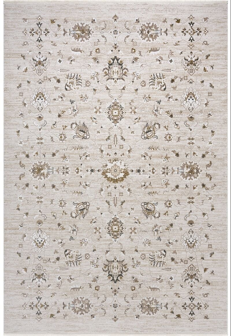 Elexus Halı Woolly 4146 Krem Akrilik Viskon Yumuşak Dokulu Modern Halı