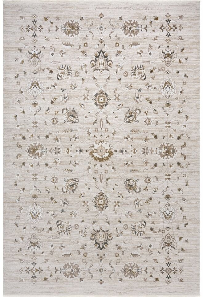 Elexus Halı Woolly 4146 Krem Akrilik Viskon Yumuşak Dokulu Modern Halı