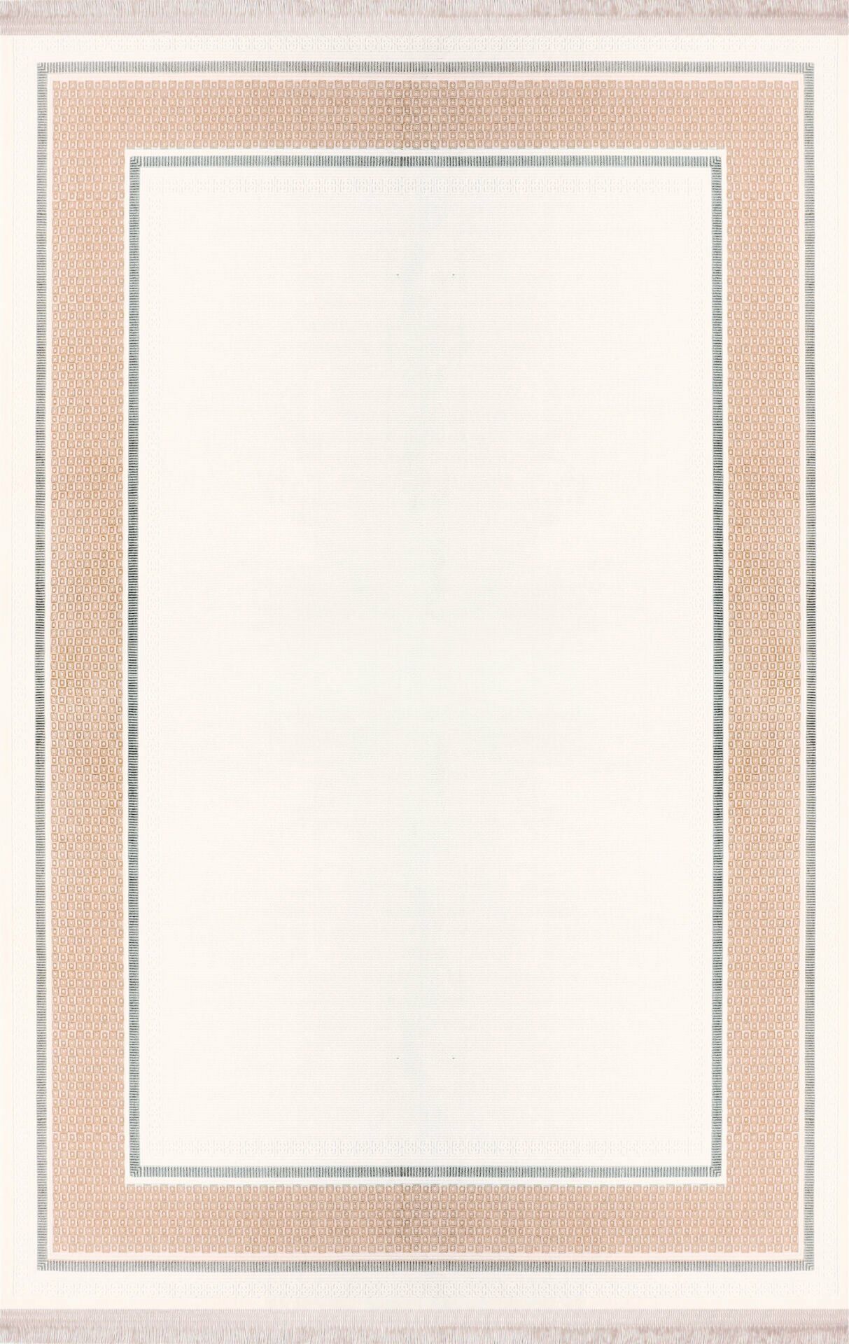 Nexus Halı Kanije 183 Bej Viskon Çerçeveli Dokuma Taban Saçaklı Halı