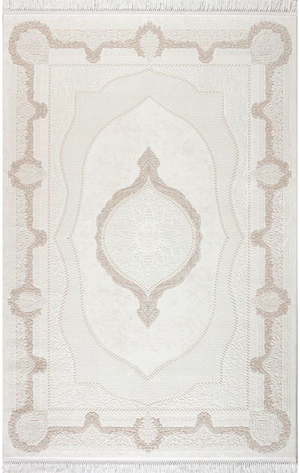 Artemis Halı Vanessa 3080A Bej Krem Akrilik Polyester Çerçeveli Modern Halı