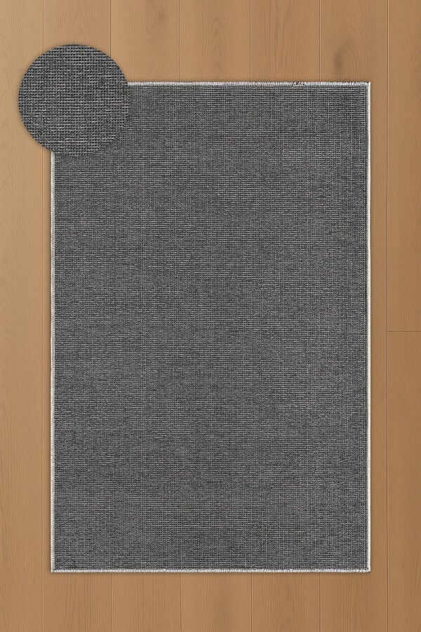 Atlas Halı Ecole QF03A Antrasit Gri Pamuk Akrilik Yumuşak Dokulu Kilim Halı