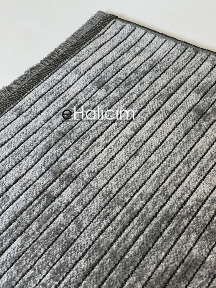 Luxess Halı Cool 404 Gri Pamuk Şönil Polyester Modern Yumuşak Dokulu Kilim
