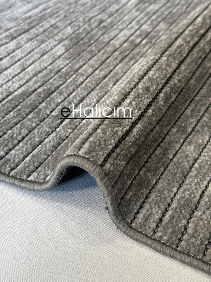 Luxess Halı Cool 404 Gri Pamuk Şönil Polyester Modern Yumuşak Dokulu Kilim