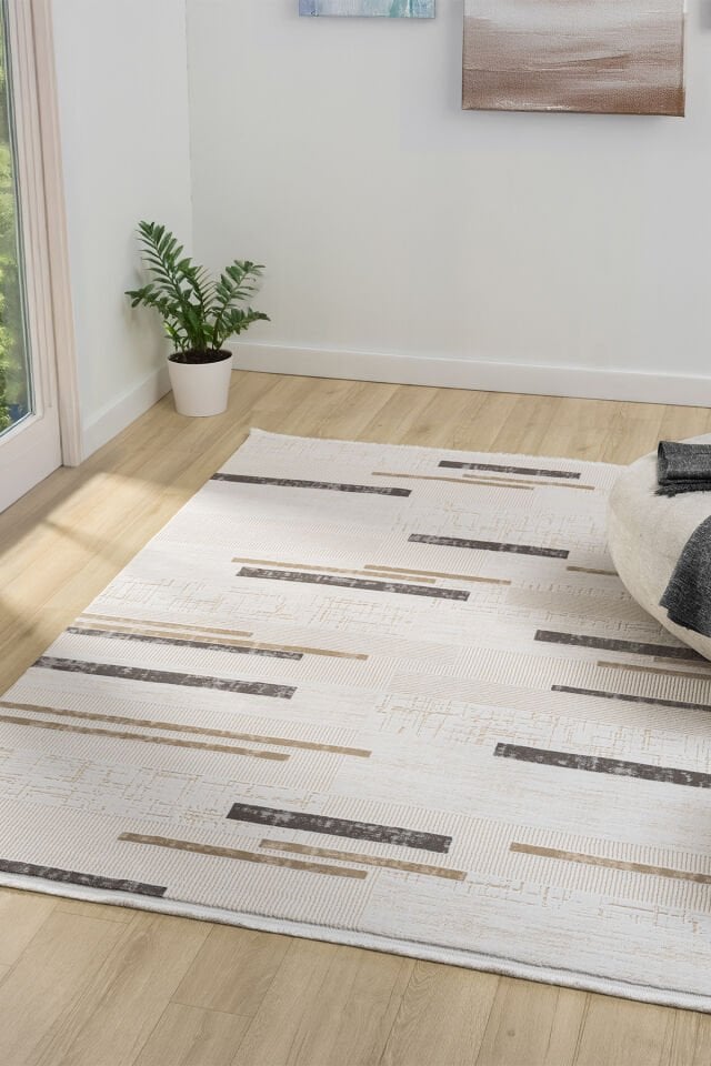 Seyran Halı Lima 0559 Gri Akrilik Pamuk Taban Modern Saçaklı Halı