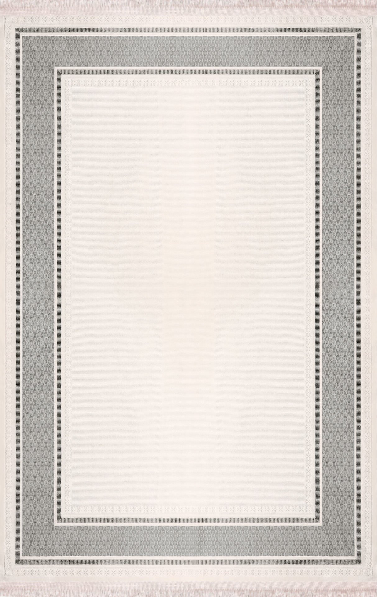 Nexus Halı Kanije 183 Gri Viskon Çerçeveli Dokuma Taban Saçaklı Halı