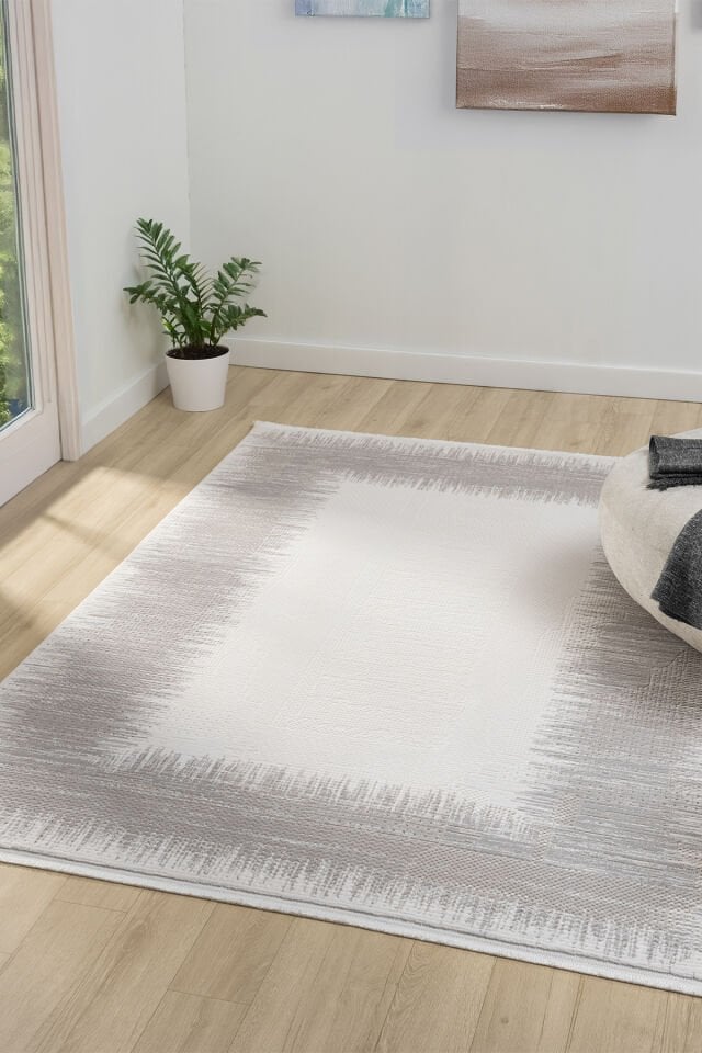 Seyran Halı Lima 0560 Gri Akrilik Pamuk Taban Modern Saçaklı Halı