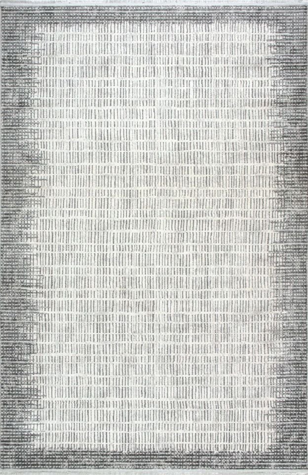 Artemis Halı Samoa 2926F Antrasit Krem Akrilik Çerçeveli Modern Oturma Odası ve Salon Halısı