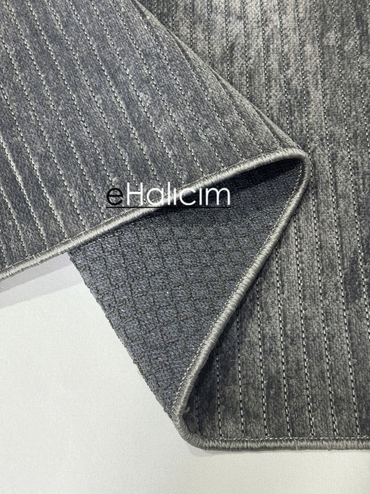 Luxess Halı Cool 404 Antrasit Pamuk Şönil Polyester Modern Yumuşak Dokulu Kilim