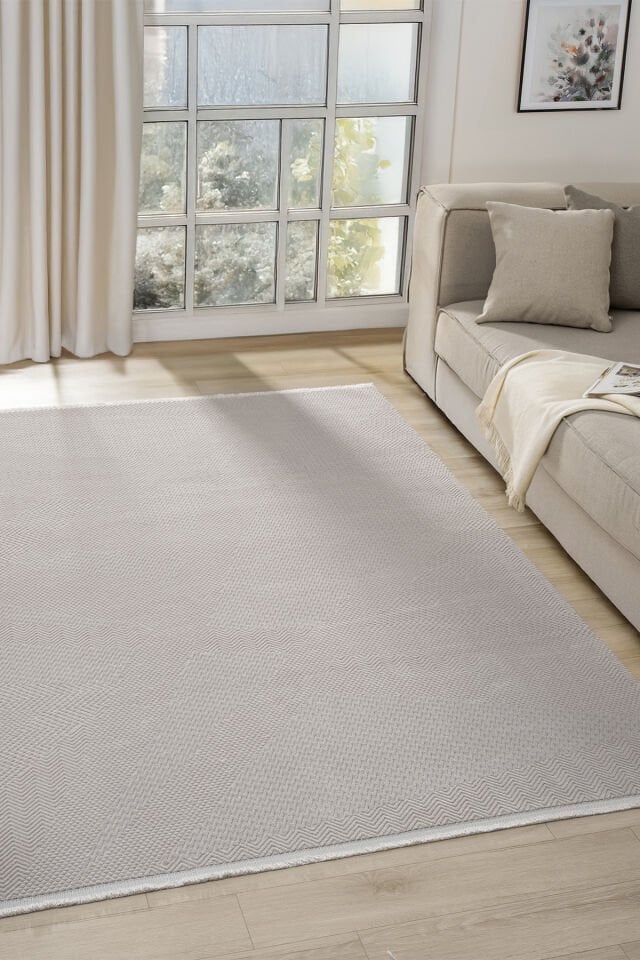 Seyran Halı Lima 0556 Gri Akrilik Pamuk Taban Modern Saçaklı Halı