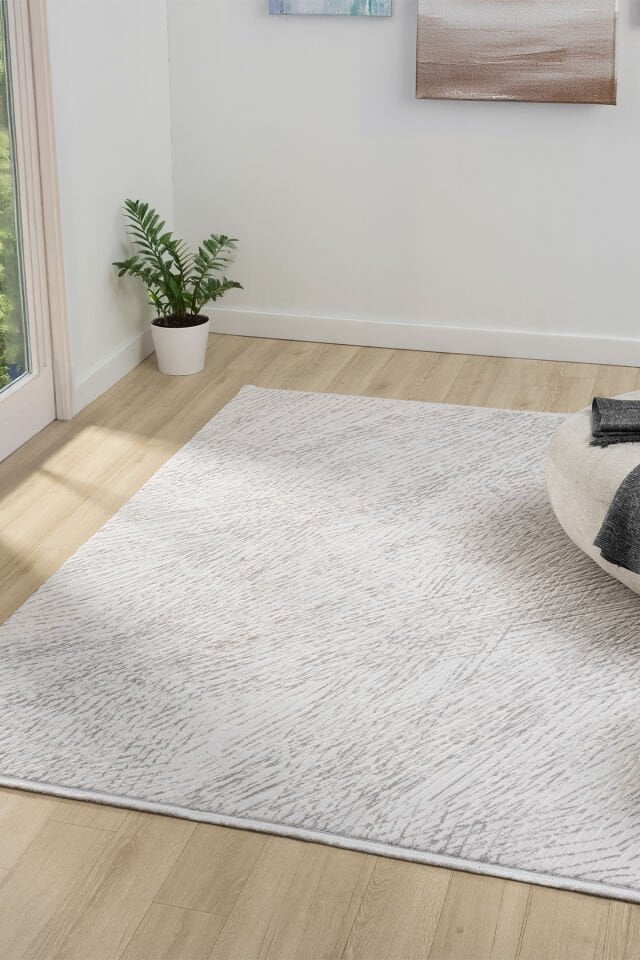 Seyran Halı Lima 0555 Gri Akrilik Pamuk Taban Modern Saçaklı Halı