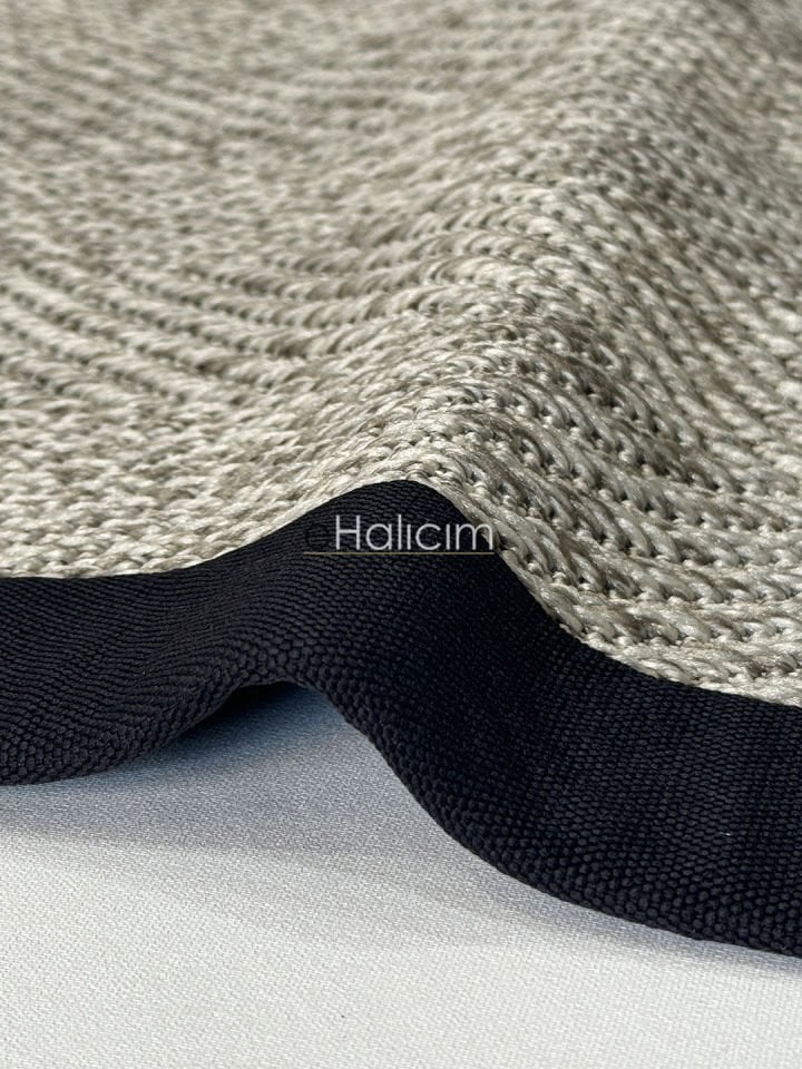 eHalıcım Bombay 665 Gri Kolay Temizlenir Hav Tozu Vermeyen Bordürlü Balık Sırtı Sisal Halı