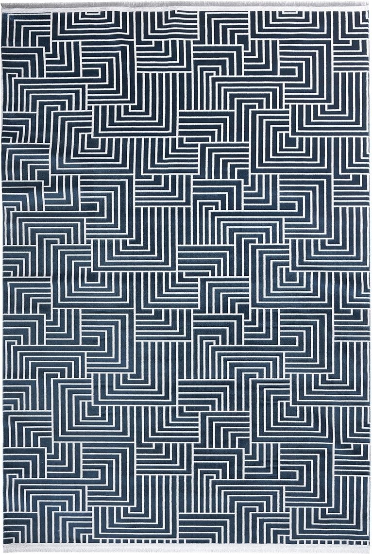 Louis Casa Valor 6609 Lacivert Modern Saçaklı Kilim