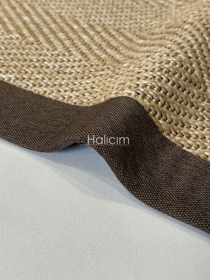 eHalıcım Bombay 665 Bej Kolay Temizlenir Hav Tozu Vermeyen Bordürlü Balık Sırtı Halı