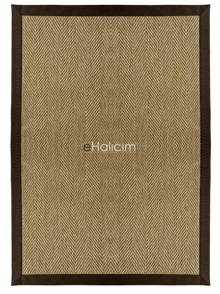 eHalıcım Bombay 665 Bej Kolay Temizlenir Hav Tozu Vermeyen Bordürlü Balık Sırtı Halı
