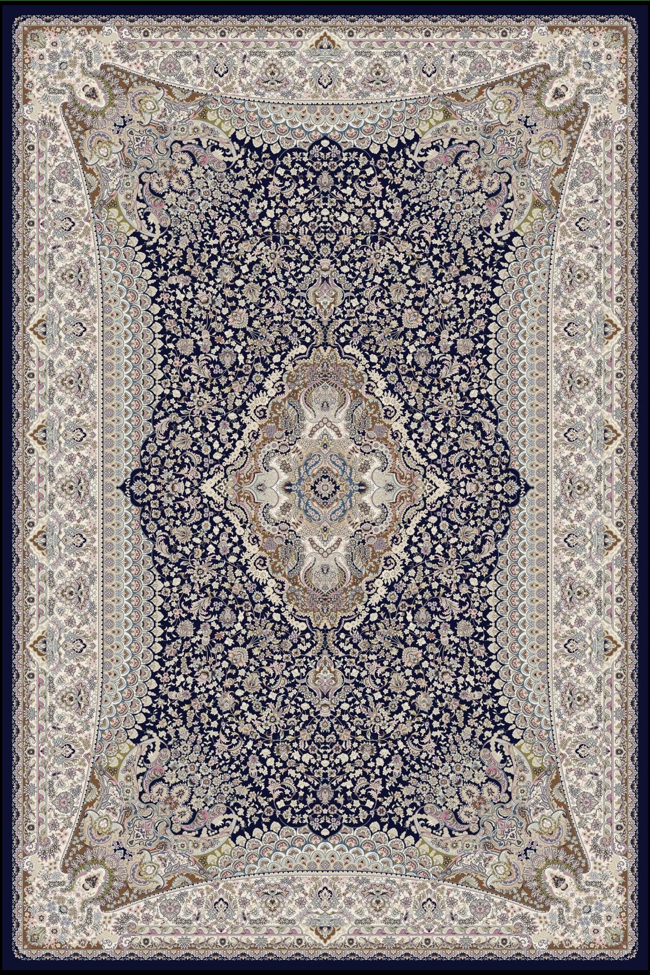 eHalıcım Hereke HR00B Kara Tezgah Üst Kalite Doğal İplik Klasik Halı