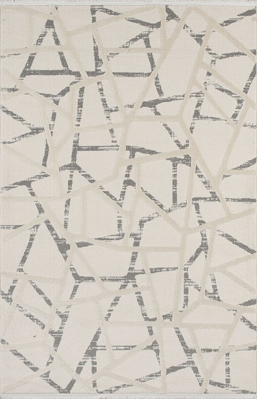 Atlas Halı Gloria GX15A Gri Krem Modern Geometik Desenli Salon ve Oturma Odası Halısı