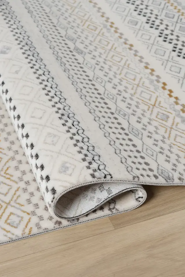 Seyran Halı Ahlat 7050 Gold Akrilik Dokuma Taban Saçaklı Modern Şık Halı