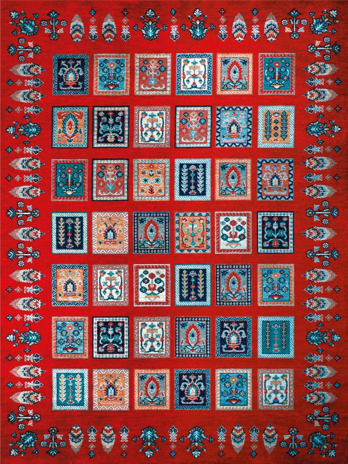 Nexus Halı Historia HST003 Etnik Desenli Çerçeveli Klasik Şık Yumuşak Dokulu Halı