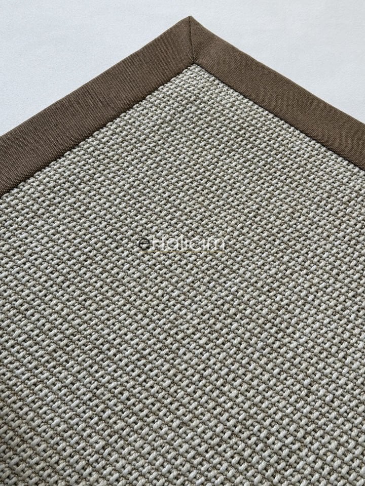 eHalıcım Bombay 664 Krem Temizlenir Hav Tozu Vermeyen Bordürlü Balık Sırtı Sisal Halı