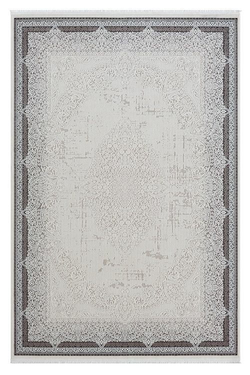 Seyran Halı Ahlat 7051 Antrasit  Akrilik Çerçeveli Dokuma Taban Saçaklı Modern Şık Halı