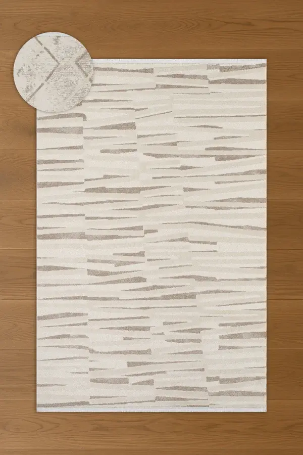 Atlas Halı Gloria GX17A Krem Kahverengi Modern Geometik Desenli Salon ve Oturma Odası Halısı