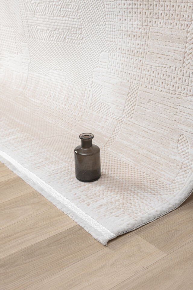 Seyran Halı Lima 0560 Bej Akrilik Pamuk Taban Modern Saçaklı Halı