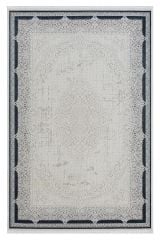 Seyran Halı Ahlat 7051 Mavi Akrilik Çerçeveli Dokuma Taban Saçaklı Modern Şık Halı