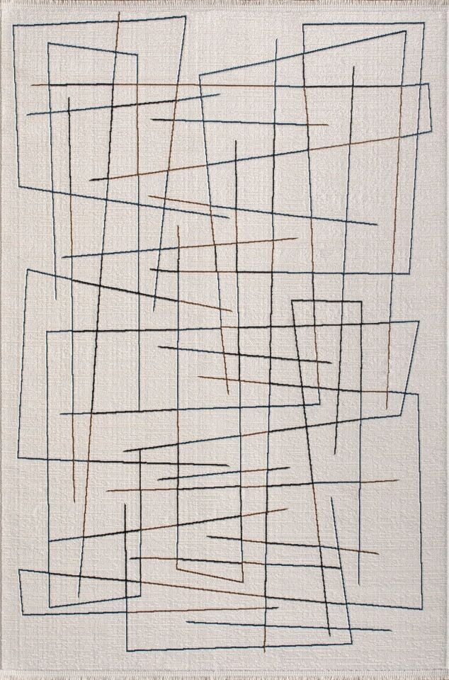 Artemis Halı Gina 03077A Krem Mavi Yumuşak Dokulu Salon Koridor Mutfak Yatak Odası Halısı