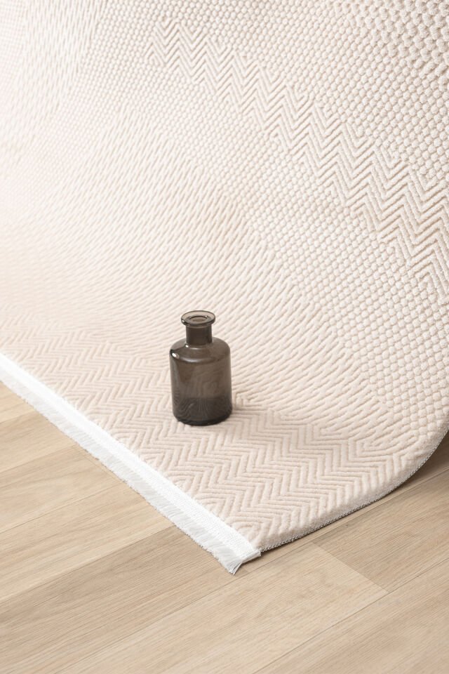 Seyran Halı Lima 0556 Bej Akrilik Pamuk Taban Modern Saçaklı Halı