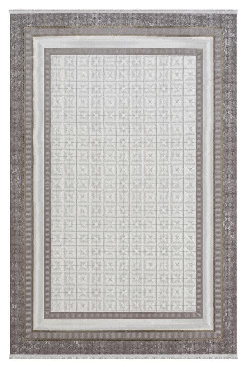 Seyran Halı Ahlat 7052 Antrasit Akrilik Çerçeveli Dokuma Taban Saçaklı Şık Halı