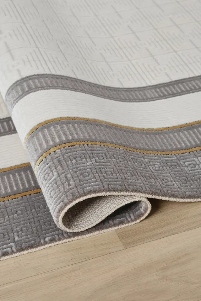 Seyran Halı Ahlat 7052 Antrasit Akrilik Çerçeveli Dokuma Taban Saçaklı Şık Halı