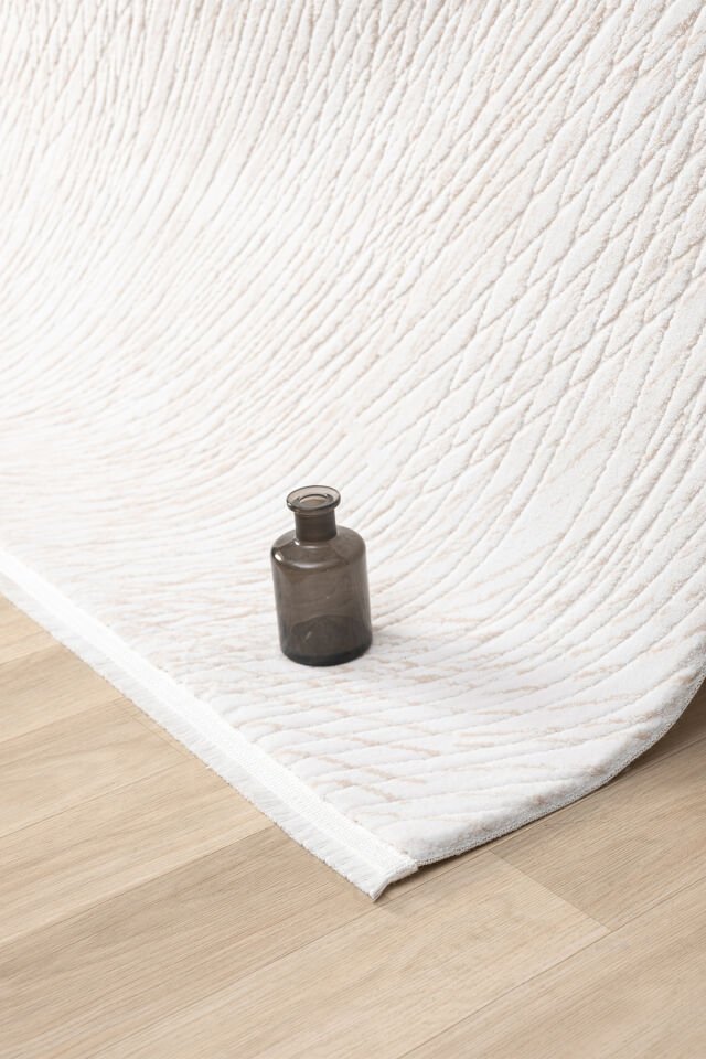 Seyran Halı Lima 0555 Bej Akrilik Pamuk Taban Modern Saçaklı Halı