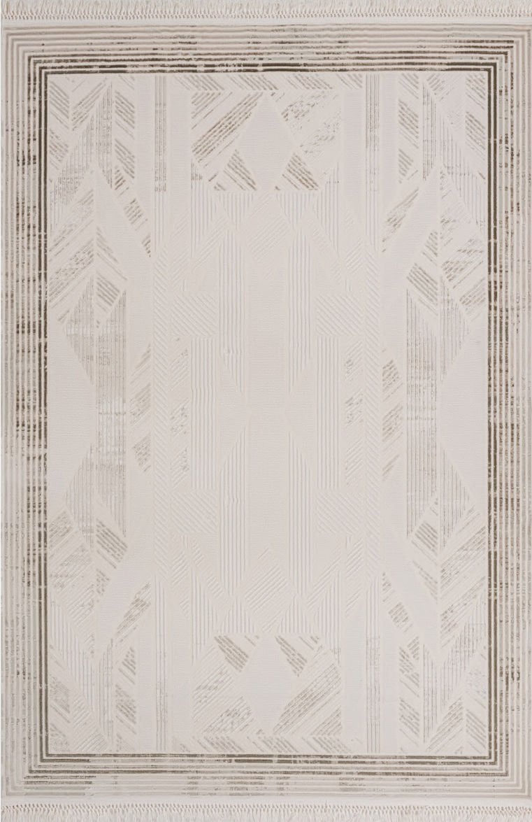 Luxess Halı Olivya 1082 Bej Akrilik Çerçeveli Yüksek Kaliteli Modern Şık Halı