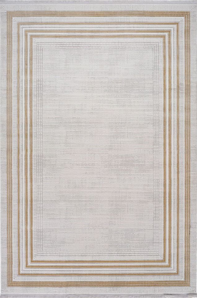 Artemis Halı Karizma 2792J Gold Krem Polyester Çerçeveli Oturma Odası ve Salon Halısı