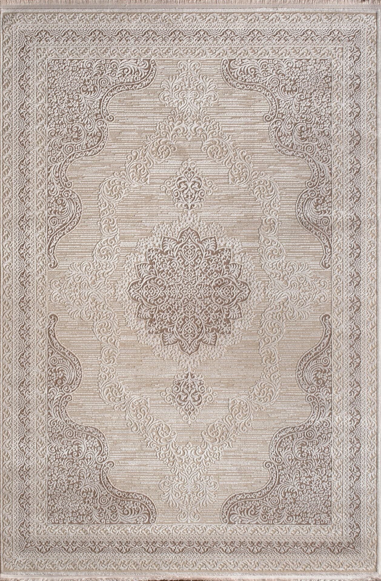 Artemis Halı Lia 01128C Bej Krem Akrilik Klasik Çerçeveli Oturma Odası ve Salon Halısı