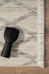 Etnik 1005 Hav Toz Vermez Yumuşak Dokulu Etnik Örgü Desenlere Sahip Modern Gri Kahverengi İskandinav Halı