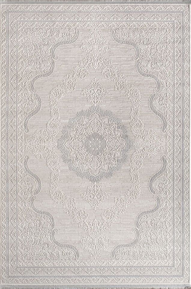 Artemis Halı Lia 01128G Krem Gri Akrilik Klasik Çerçeveli Oturma Odası ve Salon Halısı