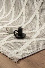 Etnik 1006 Hav Toz Vermez Yumuşak Dokulu Etnik Örgü Desenlere Sahip Modern Gri Krem İskandinav Halı