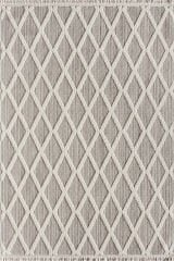 Etnik 1006 Hav Toz Vermez Yumuşak Dokulu Etnik Örgü Desenlere Sahip Modern Gri Krem İskandinav Halı