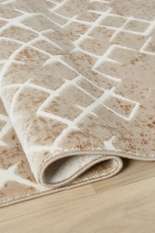 Seyran Halı Asya 521 Terra Akrilik Dokuma Taban Saçaklı Modern Şık Halı